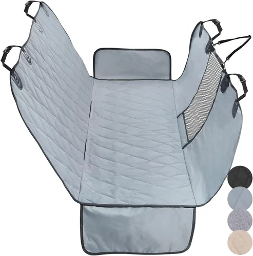 Vista 8 de VIVAGLORY Funda de asiento de perro para asiento trasero, ventana visual de malla con correa adicional y hebillas para mayor seguridad, fundas