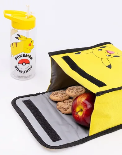 Vista 5 de Pokemon Pikachu - Juego de mochila (4 piezas, estuche para lápices, set de almuerzo, botella de agua, color amarillo)