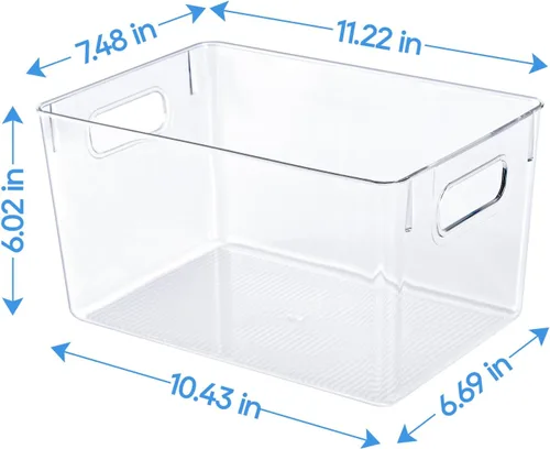 Vista 2 de JollyPack Paquete de 4 cubos de almacenamiento de plástico transparente, organizadores de despensa y almacenamiento con asas, contenedores