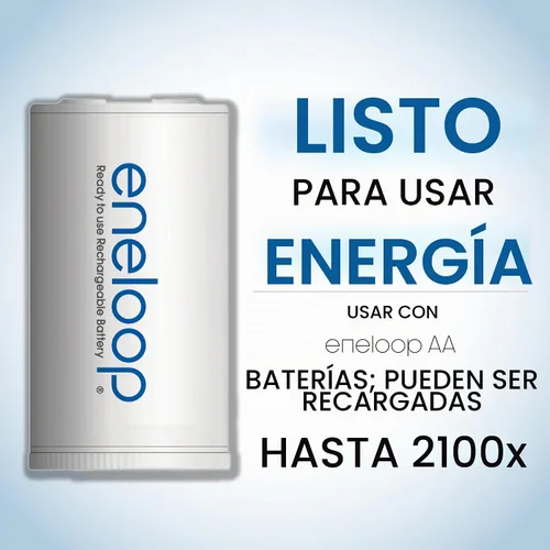 Vista 2 de Eneloop Panasonic BQ-BS2E4SA - Adaptadores de batería de tamaño C para uso con pilas AA recargables Ni-MH, paquete de 4