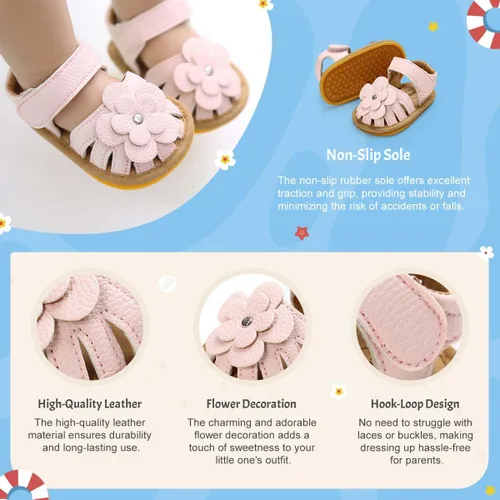 Vista 3 de KIDSUN Sandalias para bebés, niñas y niños, suela de goma antideslizante, para verano, playa, al aire libre, zapatos para cuna