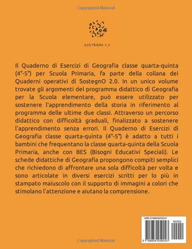 Vista 2 de Quaderno Esercizi Geografia. Per la Scuola elementare. Classe Quarta e Quinta (Italian Edition)