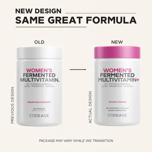Vista 3 de Codeage Multivitamínico diario para mujeres, más de 25 vitaminas y minerales, fermentados, alimentos integrales orgánicos, suplemento