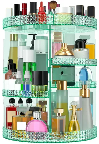 Vista 11 de Organizador de maquillaje giratorio de 360 grados para tocador, organizador de belleza de capacidad extra grande, organizador de perfume DIY