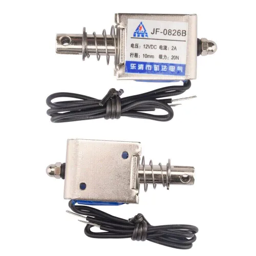 Vista 3 de 2 unids JF-0826B 12V/2A reinicio 0.394 in 20N Push Pull Tipo Electroimán de solenoide de marco abierto