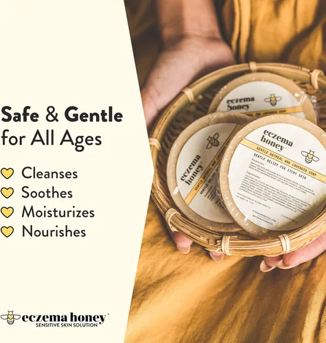 Vista 5 de ECZEMA HONEY Crema calmante original para la piel, jabón de avena y lavanda, paquete para pieles secas y sensibles - Libre de crueldad