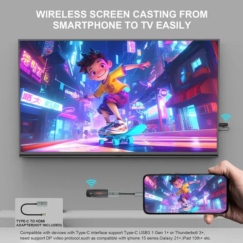 Vista 4 de Transmisor y receptor inalámbrico HDMI, adaptador de pantalla inalámbrico 4K HD y 2.4G y 5G, kit extensor HDMI compatible con USB C Streaming Video