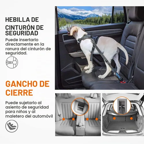 Vista 6 de IOKHEIRA Cinturón de seguridad para perro, arnés ajustable actualizado reflectante con elástico de bungee para asiento de coche con mosquetón