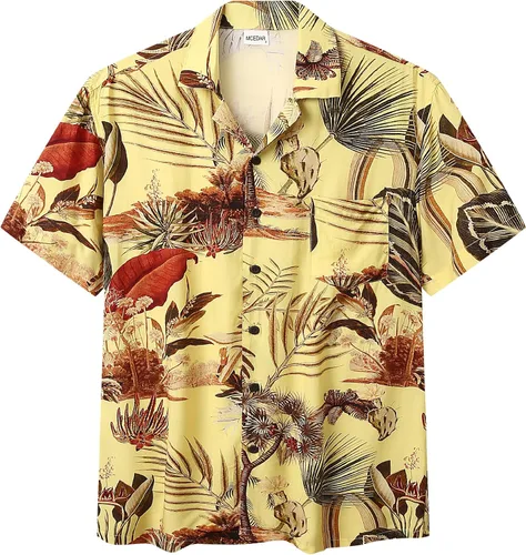 Vista 5 de MCEDAR Hawaiian Shirt for Men Regular Fit Short Sleeve Button Down Summer Beach Tropical Aloha Shirts S-3XL