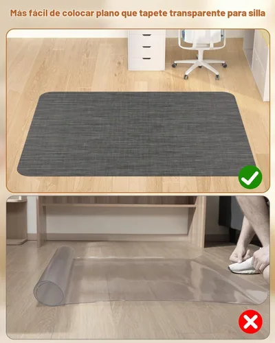 Vista 9 de Blvornl Alfombrilla para Silla de Oficina para Suelo de Madera Dura, 35.4"×47.2" Alfombrilla de Escritorio para Computadora para Madera Dura Negro