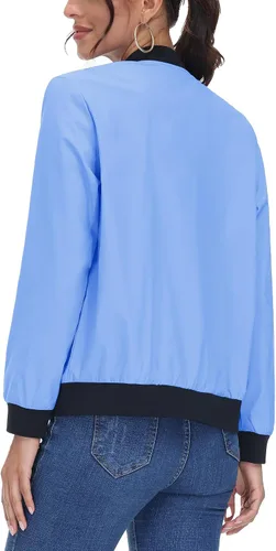 Vista 4 de CRYSULLY Chaquetas bomber para mujer, ligeras, informales, con cremallera, rompevientos de primavera, ropa exterior