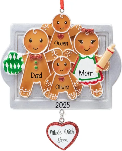 Vista 6 de Adorno de Navidad personalizado hecho con pareja de amor 2026 Familia de 2 de jengibre Decoración para árbol de Navidad Nuestro primer recuerdo