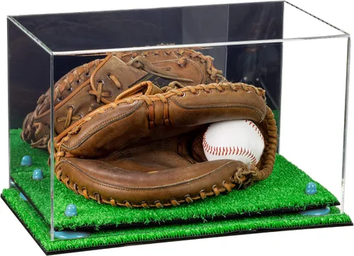 Vista 70 de Better Display Cases Vitrina de guantes de béisbol de acrílico transparente con elevadores negros (A011/V16)