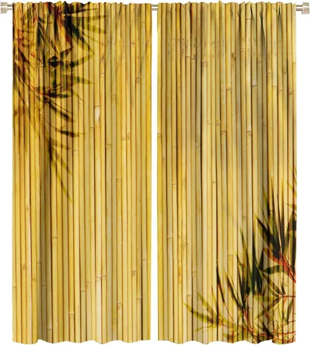 Vista 15 de Cortinas de bambú 3D impresas para exteriores, cortinas de bambú natural japonés zen, sala de estar, cocina, bolsillo para barra, cortinas