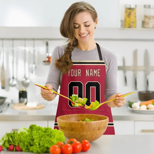 Vista 8 de ANTKING Custom Apron with Pocket Custom Any Name and Any Number Gifts for Dad Men Fans
