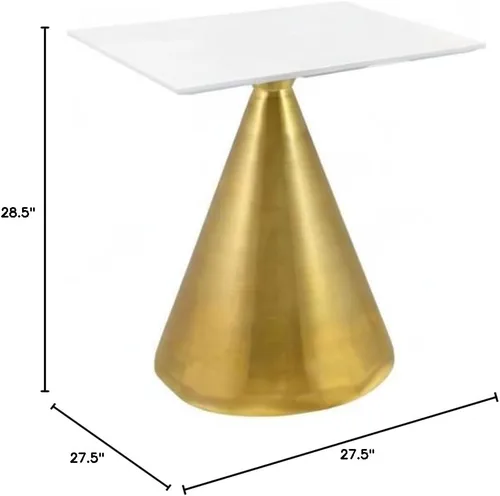 Vista 2 de Modway Tupelo - Mesa de comedor cuadrada de 28 pulgadas, color dorado y blanco