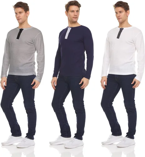 Vista 10 de DARESAY Paquete de 3: camiseta térmica de manga larga para hombre, camisetas de manga larga Henley & Crew para hombre, camisetas de manga larga