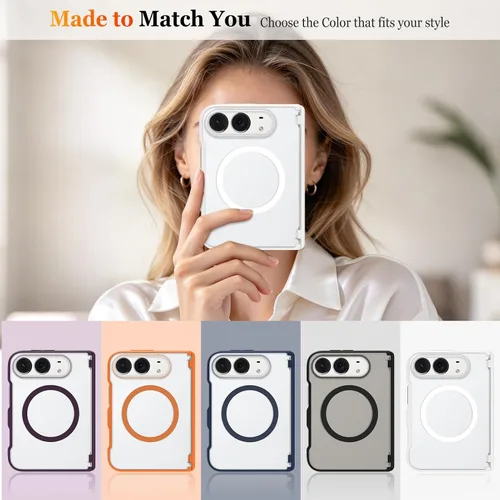 Vista 7 de SOKAD Funda magnética para iPhone Duo, protección de bisagra, color blanco