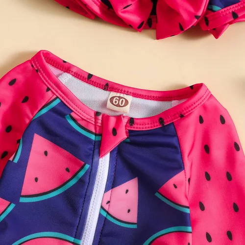 Vista 5 de Traje de baño de una pieza con cremallera de manga larga para bebé niña con gorro