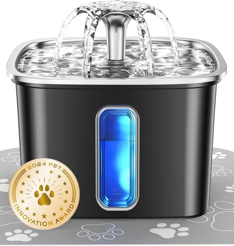 Vista 13 de Veken Ganador del Premio a la Innovación Fuente de Agua para Gatos de Acero Inoxidable, 95oz/2.8L Dispensador Automático de Agua para Mascotas