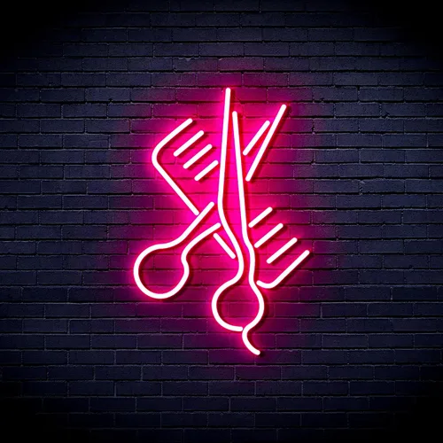 Vista 23 de AdvPro Comb & Scissors Flex Silicone LED Neon Sign - Azul - st16s32-fnu0363-b