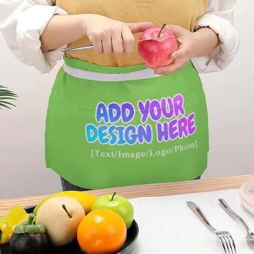 Vista 146 de AXKEUDO Delantal personalizado con bolsillos, delantales de cintura para camarera para cocinar en casa, restaurante, servir trabajo