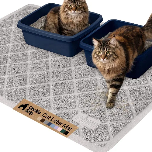 Vista 12 de GORILLA GRIP Tapete para caja de arena para gatos, resistente al agua, respaldo texturizado, fácil de limpiar, menos residuos y suelos limpios, 17 x