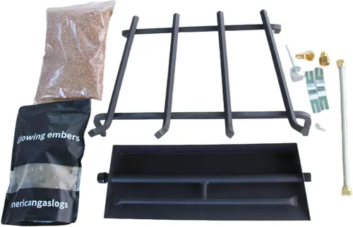 Vista 2 de Bandeja de quemador de 18"-30" para chimenea de gas, quemador de chimenea de gas, troncos de gas, quemador de propano (16.5 pulgadas, dos tubos)