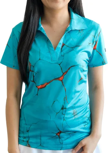 Vista 24 de YATTA GOLF Polo de golf prémium para mujer, ligero, de secado rápido, resistente a las arrugas y absorbe la humedad Aloha Sunrise