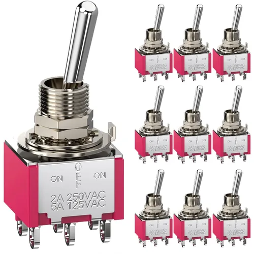 Vista 8 de Interruptor de palanca AC 5A/125V 2A/250V 3 pines On/On 2 Posiciones SPDT Mini Interruptor de palanca miniatura Tablero de salpicadero de coche