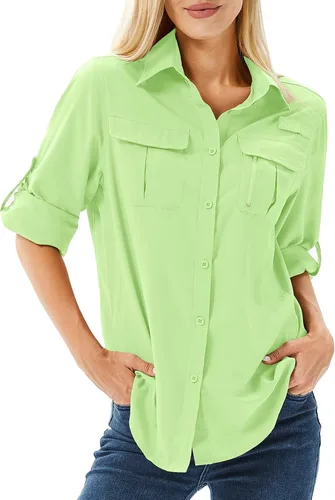 Vista 30 de Camiseta de Manga Larga para Mujer con Protección Solar UPF 50 para Safari, Pesca, Senderismo