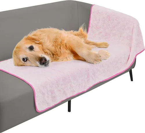 Vista 28 de Stuffed Manta Premium Suave para Perro Pequeña Beige, con Franela Beige Lindo Estampado de Huellas, 24 x 32 pulgadas, Manta para Gatos Suministros