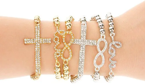 Vista 4 de RUBYCA Mezcla Surtido 25pcs Lote Metal Lateral Pulsera de Cristal Conector de Cuentas DIY Joyería Shamballa