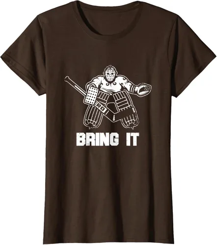 Vista 17 de Divertida camiseta gráfica de ropa de portero de hockey sobre hielo, Negro, S