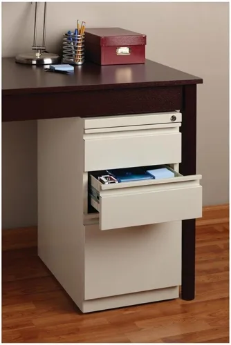 Vista 8 de Pemberly Row Archivador móvil de metal moderno de 27.75 pulgadas de alto x 15.00 pulgadas de ancho con 3 cajones en masilla con cerradura incluida