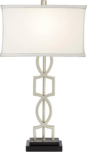 Vista 8 de 360 Lighting Evan - Juego de 2 lámparas de mesa modernas de 28 1/2 pulgadas de alto con puerto de carga USB, níquel cepillado, plateado, blanco