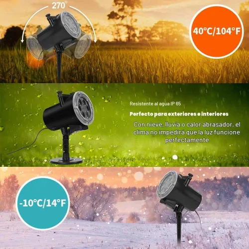 Vista 5 de Luces de proyector de Navidad de Halloween, luz LED de proyector con 16 patrones de deslizamiento, IP65, impermeable, para interiores y exteriores