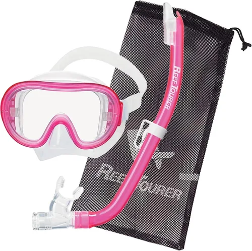 Vista 9 de Reef Tourer RC0203 - Juego combinado de máscara y esnórquel para jóvenes, parte superior semiseca, válvula de purga, lente de vidrio templado