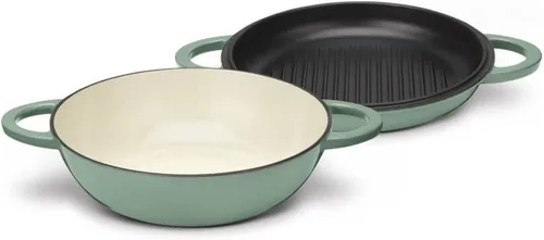 Vista 3 de Cuisinart CI5528-2SG - Juego multiusos 2 en 1 (sartén multiusos de 4 cuartos de galón y sartén para parrilla de 11 pulgadas), verde salvia