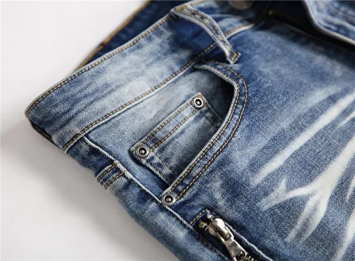 Vista 7 de AITITIA Jeans de corte recto lavado con cremallera para hombre