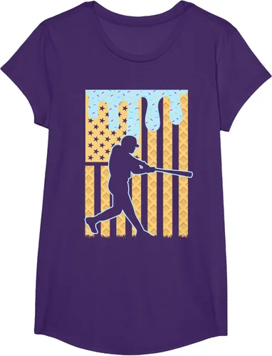 Vista 64 de Camiseta de béisbol Drip Boys Dripping Ice Cream Baseball American Flag, Negro -, Pequeña
