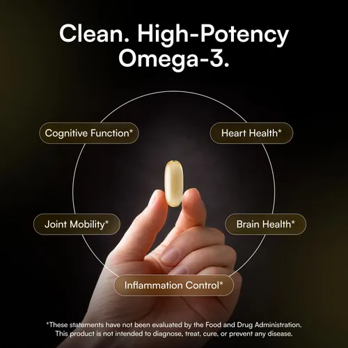 Vista 2 de Aceite de pescado omega-3 – 1800 mg de EPA y DHA por porción, 30 porciones – Apoya la función cerebral, la salud del corazón y el estado de flujo