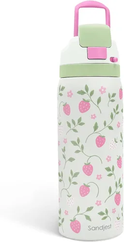 Vista 38 de Botella de agua aislada de acero inoxidable SANDJEST con pajita para deportes y viajes, la mejor tía de siempre, 946ml, regalos para mujeres, día