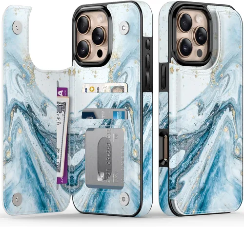 Vista 83 de LETO para iPhone 15 Pro Funda tipo cartera - Tapa tipo folio con patada - Diseños de moda - Tarjetero - Funda protectora para mujeres y niñas - 6.1