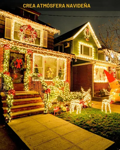 Vista 8 de Ollny Luces de Navidad de color blanco cálido, 600 LED de 197 pies, luces de árbol de Navidad IP67 impermeables, luces de hadas enchufables