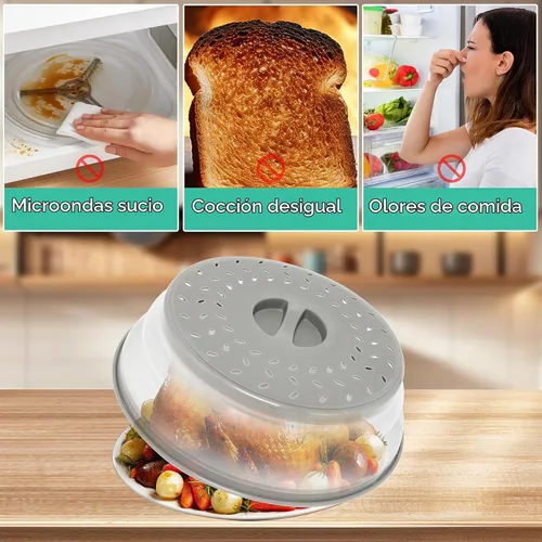 Vista 5 de Paquete de 3 fundas plegables para microondas, protector de salpicaduras, tapa de microondas ventilada para alimentos, sin BPA, TPR, apto