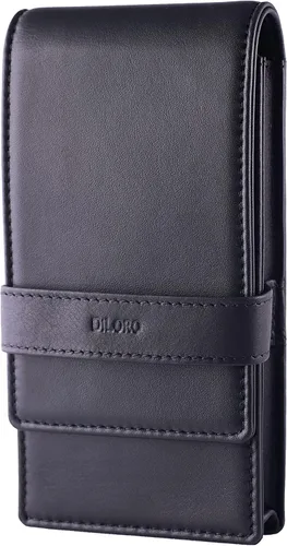 Vista 2 de DiLoro Estuche de cuero para bolígrafo cuádruple, soporte para cuatro bolígrafos y lápices Nappa Negro