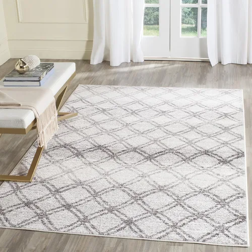 Vista 10 de SAFAVIEH Adirondack Collection - Alfombra decorativa, 2 pies 6 pulgadas x 4 pies, color plateado y carbón, diseño moderno de enrejado, no desprende