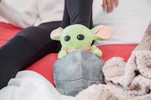 Vista 6 de Robe Factory LLC Star Wars The Mandalorian Child Grogu - Pantuflas 3D Baby Yoda - Zapato de casa de felpa suave con suela antideslizante, calzado