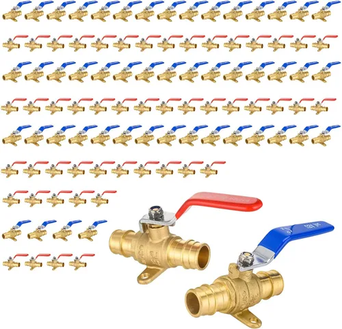 Vista 20 de Válvula de bola azul, válvula de cierre Pex A de 1/2 pulgada con oreja, válvula de bola de cierre Pex de puerto completo de latón para agua, aire